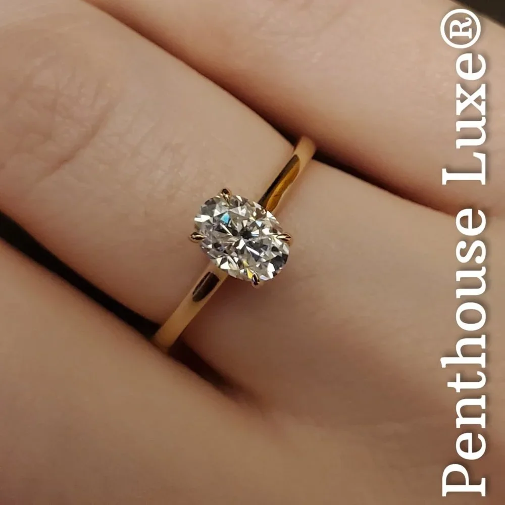 SOLID 10K Yellow Gold 1ct Moissanite Solitaire Wedding Ring - Picture 1 of 7